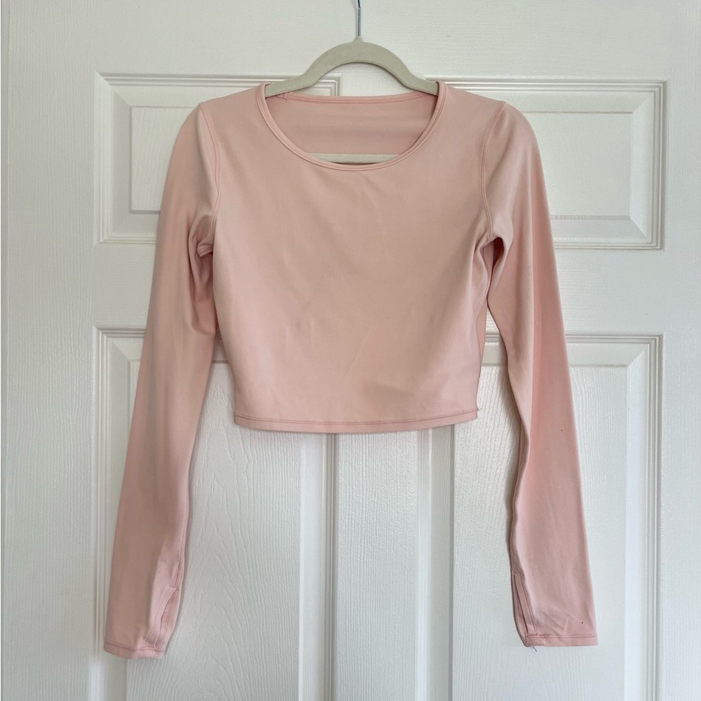 lululemon athletica Light Pink Long Sleeve Crop Top